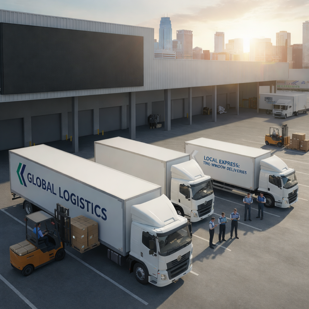 Local delivery truck on city street